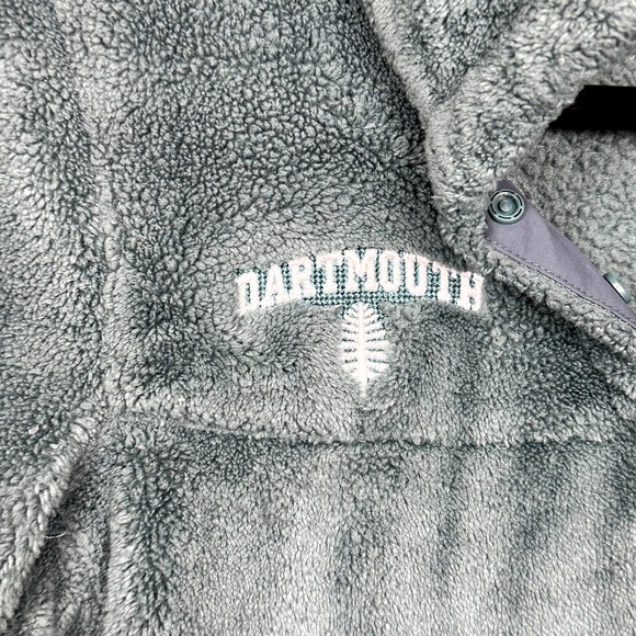 LL Bean Women’s XS Darmouth School Fleece Pullover Blue Green Sweatert 1/4 Snap - Picture 4 of 6